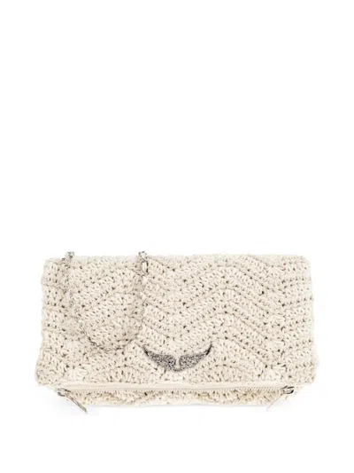 Zadig & Voltaire Rock Macramé Clutch Bag In Neutral