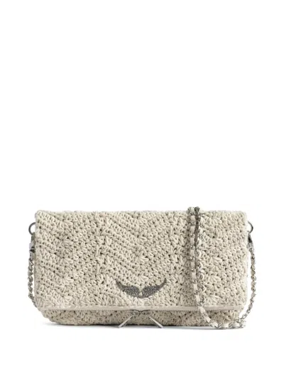 Zadig & Voltaire Rock Macrame Cross Body Bag In Gray