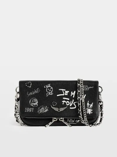 Zadig & Voltaire Rock Mini Arty Tag Clutch In Black