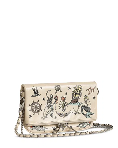 Zadig & Voltaire Rock Mini Tattoo Vintage Effect Patent Leather Pouchette In Pattern