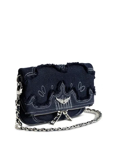 Zadig & Voltaire Rock Mini Western Denim Clutch In Black