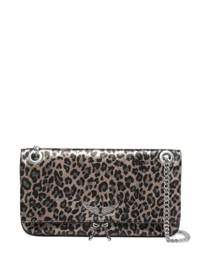 Zadig & Voltaire Rock Nano Animal Print Chain Shoulder Bag In Multi