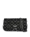 Zadig & Voltaire Rock Nano Denim Monogram Crossbody Bag In Black