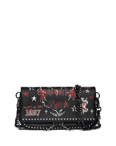 Zadig & Voltaire Rock Nano Grained Leather Punk Bag In Black