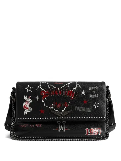 Zadig & Voltaire Rock Nano Punk Star-embellished Chain Shoulder Bag In Black