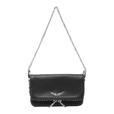 Zadig & Voltaire Rock Nano Studs Shoulder Bag In Black