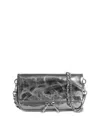 Zadig & Voltaire Rock Nano Vintage Effect Metallic Leather Clutch In Silver