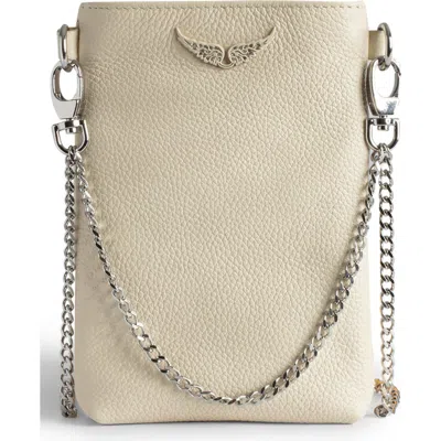 Zadig & Voltaire Rock Pebbled Leather Phone Pouch In Neutral