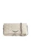 Zadig & Voltaire Rock Flash Quilted Leather Clutch In Neutrals
