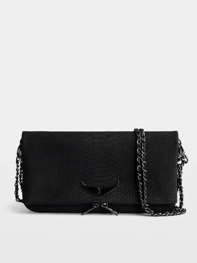 Zadig & Voltaire Rock Soft Savage Clutch In Black