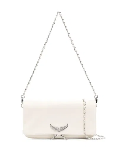 Zadig & Voltaire Rock Swing Your Wings Clutch Bag In Weiss