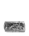 Zadig & Voltaire Rock Vintage Effect Metallic Leather Clutch In Silver