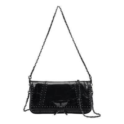 Zadig & Voltaire Rock Vintage Studs Crossbody Bag In Black