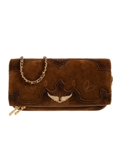 Zadig & Voltaire Rock Western Clutch In Brown