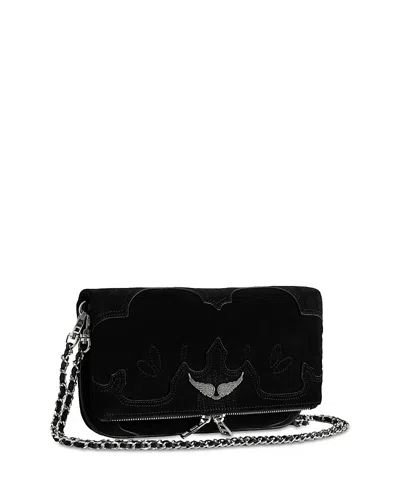 Zadig & Voltaire Rock Western Suede Clutch In Black