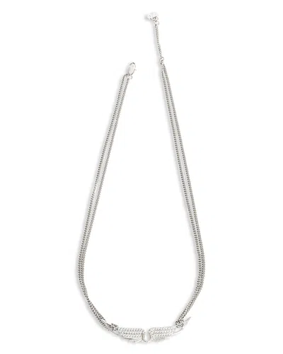 Zadig & Voltaire Rock Wings Silver Tone Choker Necklace, 15.8 In Metallic
