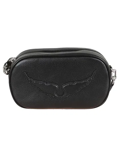 Zadig & Voltaire Rock With You Grained Leather Shoulder Bag In Black