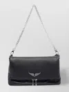 Zadig & Voltaire Wings-logo Chain-strap Shoulder Bag In Black