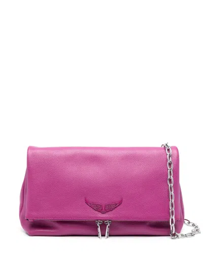 Zadig & Voltaire Rocky Grained Crossbody Bag In Purple