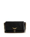 Zadig & Voltaire Womens Black Gold Rocky Ii Wing-embellished Leather Cross-body Bag In Black