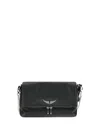 Zadig & Voltaire Womens Noir Rock Eternal Wing-embellished Suede Clutch In Multi