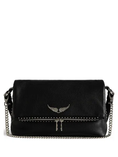 Zadig & Voltaire Womens Black Rocky Ii Wing-embellished Leather Cross-body Bag