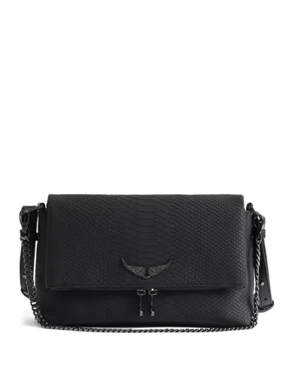 Zadig & Voltaire Rocky Ii Soft Savage Chain-strap Satchel Bag In Black