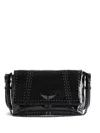 Zadig & Voltaire Rocky Ii Studs Leather Shoulder Bag In Black