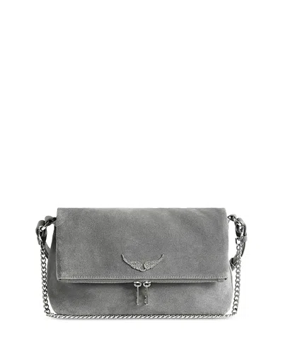 Zadig & Voltaire Rocky Ii Suede Shoulder Bag In Gray