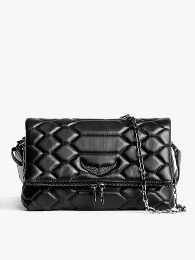 Zadig & Voltaire Rocky Xl Quilted Clutch In Black