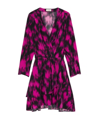 Zadig & Voltaire Rogers Silk Mini Dress In Purple