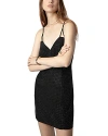 Zadig & Voltaire Rohanna Cdc Strass Strappy Slip Dress In Noir