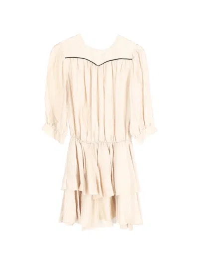 Pre-owned Zadig & Voltaire Rooka Jacquard Pleated Dress In Neutral