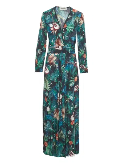 Pre-owned Zadig & Voltaire Roumi Floral-print Maxi Dress In Green