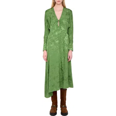 ZADIG & VOLTAIRE ZADIG & VOLTAIRE ROUNA HORSE PATTERN JACQUARD LONG SLEEVE SILK DRESS