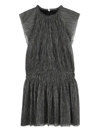 Zadig & Voltaire Kids' Round-neck Pleated Dress In Black