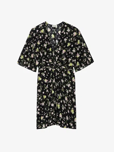 Zadig & Voltaire Rozom Soft Crinkle Roses Dress In Multi