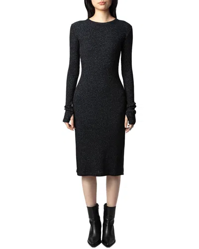 Zadig & Voltaire Ruby Heavy Rib Lurex Dress In Black