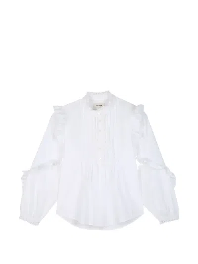 Zadig & Voltaire Kids' Ruffle-trimmed Pleated Blouse In White