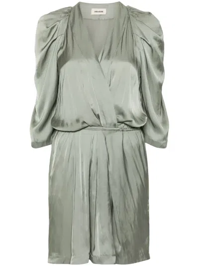 Zadig & Voltaire Ruz Satin Minidress In Green
