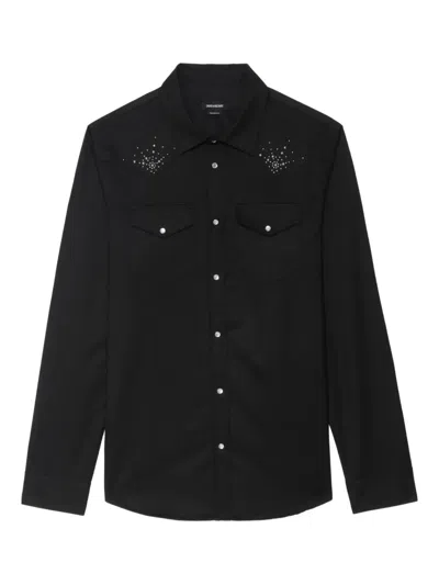 Zadig & Voltaire Saby Embellished Pocket Shirt In Black