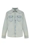 Zadig & Voltaire Saby Studded Denim Button-up Shirt In Blue