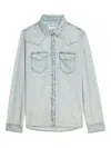 Zadig & Voltaire Saby Studded Denim Button-up Shirt In Brown