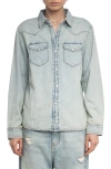 Zadig & Voltaire Saby Studded Denim Button-up Shirt In Blue