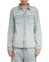 Zadig & Voltaire Saby Studded Denim Button-up Shirt In Blue