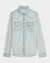 Zadig & Voltaire Saby Studded Denim Button-up Shirt In Blue