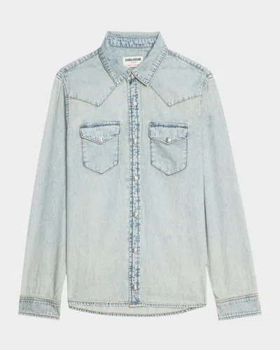 ZADIG & VOLTAIRE SABY STUDDED DENIM SHIRT