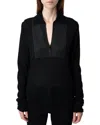 Zadig & Voltaire Sally Cp Strass Cashmere Sweater In Black