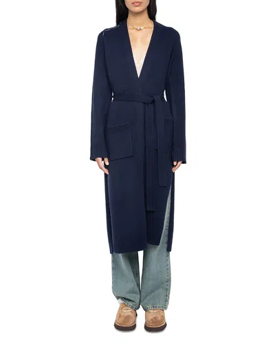 Zadig & Voltaire Salonny Wool & Cashmere Long Cardigan In Blue