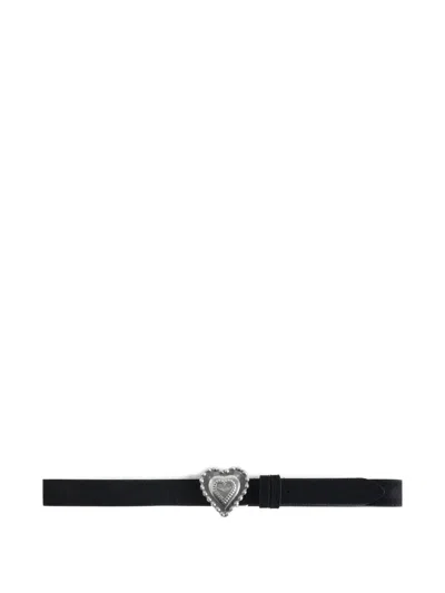 Zadig & Voltaire Santa Fe Heart-buckle Belt In Black